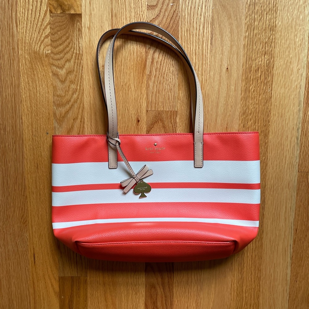 Kate Spade Tote Bag, Peach/White